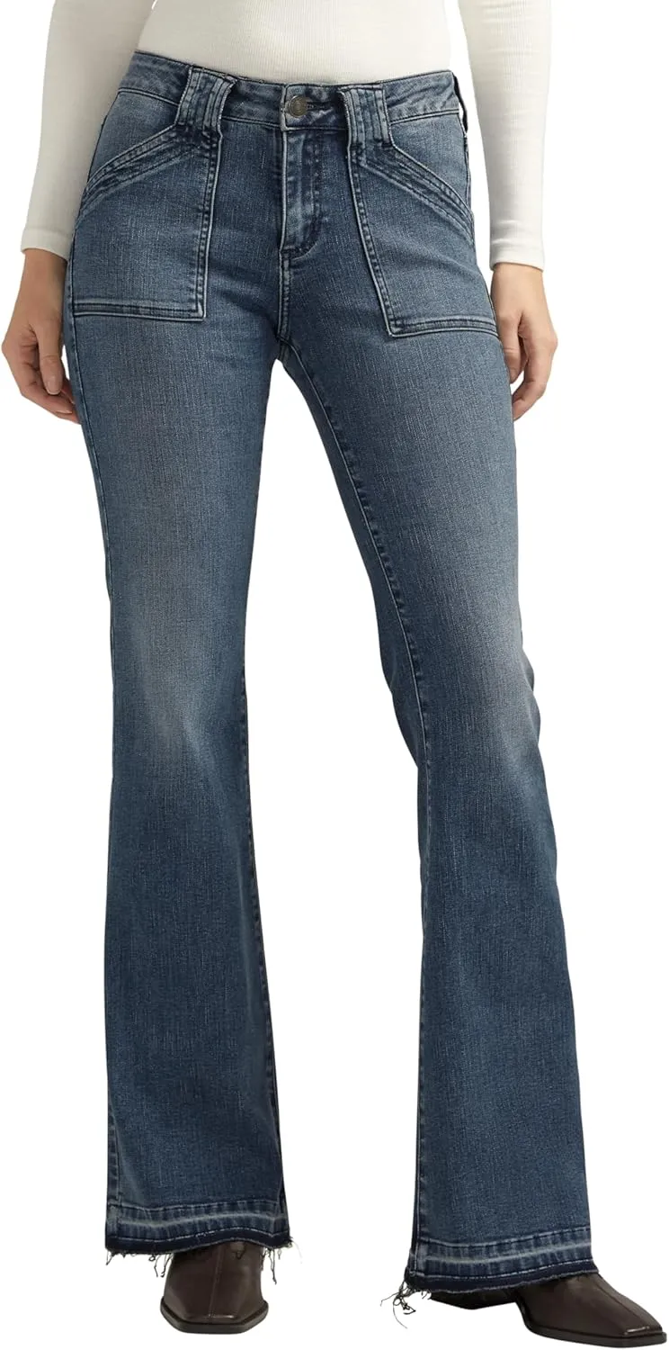 Silver Jeans Co. Women's Suki Mid Rise Curvy Fit Flare Leg Jeans