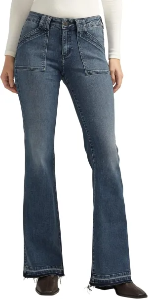 Silver Jeans Co. Women's Suki Mid Rise Curvy Fit Flare Leg Jeans