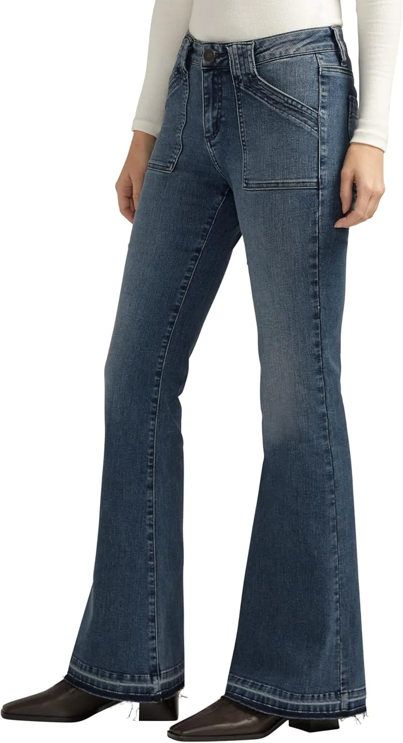 Silver Jeans Co. Women's Suki Mid Rise Curvy Fit Flare Leg Jeans