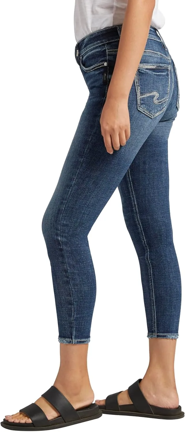 Silver Jeans Co. Women's Suki Mid Rise Curvy Fit Skinny Crop Jeans