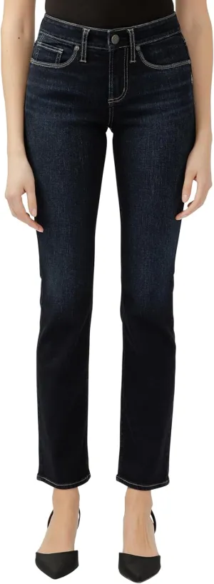 Silver Jeans Co. Women's Suki Mid Rise Curvy Fit Straight Leg Jeans