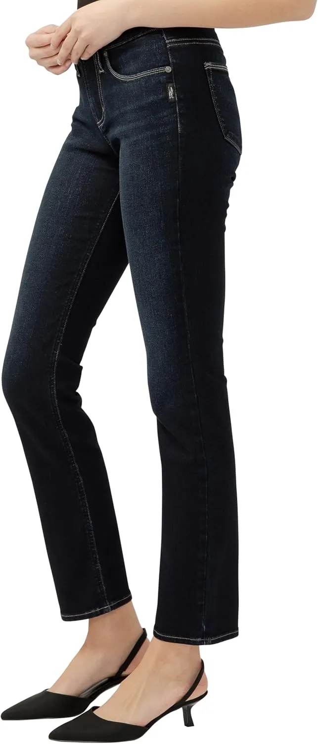 Silver Jeans Co. Women's Suki Mid Rise Curvy Fit Straight Leg Jeans
