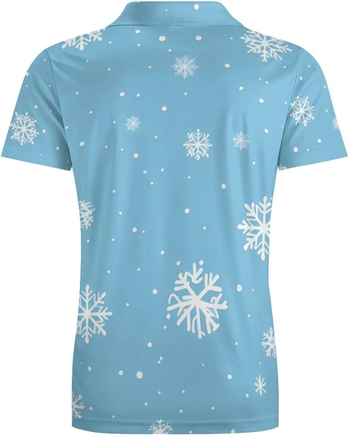 Snowflake Blue White Dots Classic Polo Shirts for Men Quick Dry Short Sleeve Fit Golf Tees Casual Tops