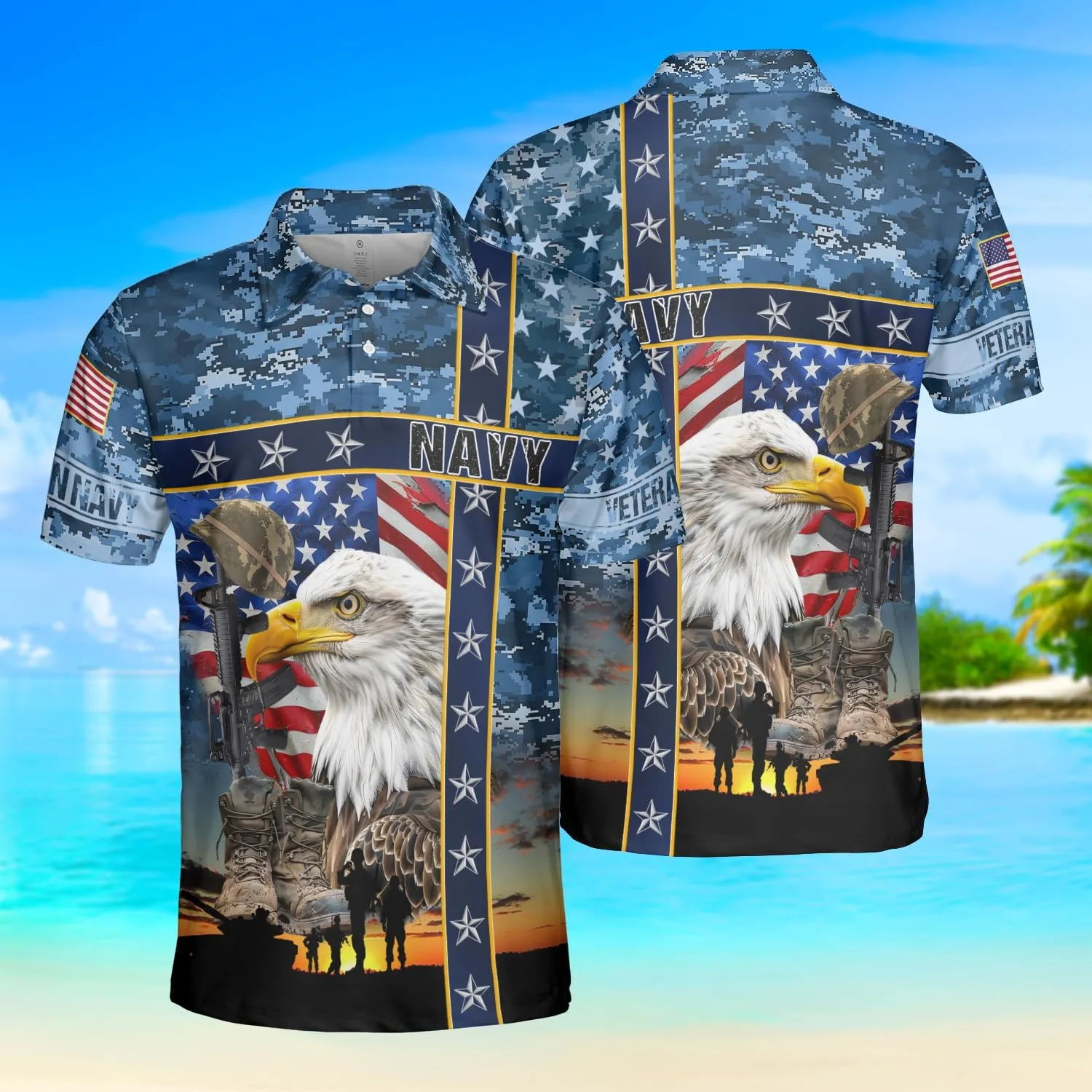 Soldier Golf Polo Shirts for Men - Veteran Mens Polo Shirts Short Sleeve Regular Fit Series 127