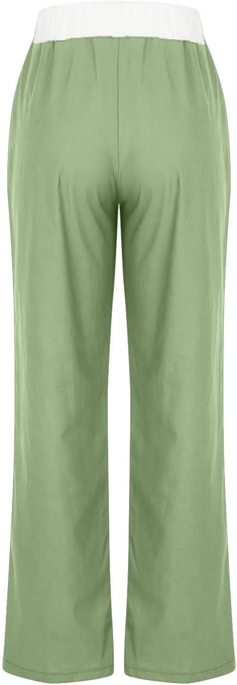 Straight Leg Pants for Women Dressy Casual 2024 Elastic High Waist Sweatpants Long Lounge Pant Trousers with Pockets