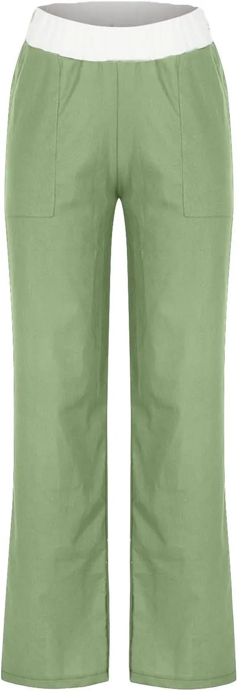 Straight Leg Pants for Women Dressy Casual 2024 Elastic High Waist Sweatpants Long Lounge Pant Trousers with Pockets