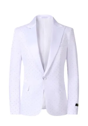 Studded Star Slim Fit Blazer - White