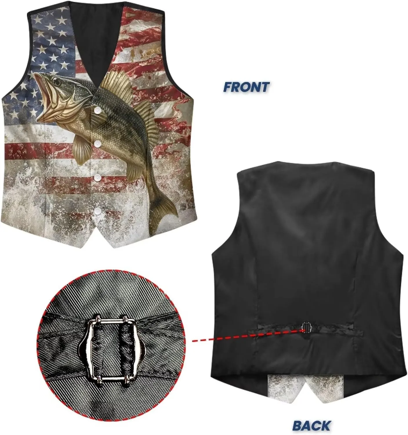 Suit Vest for Men Big and Tall V-Neck Formal Vest Slim Fit Button Waistcoat Vests