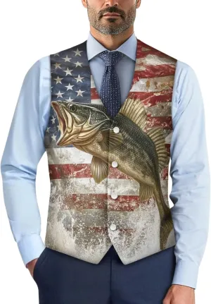 Suit Vest for Men Big and Tall V-Neck Formal Vest Slim Fit Button Waistcoat Vests