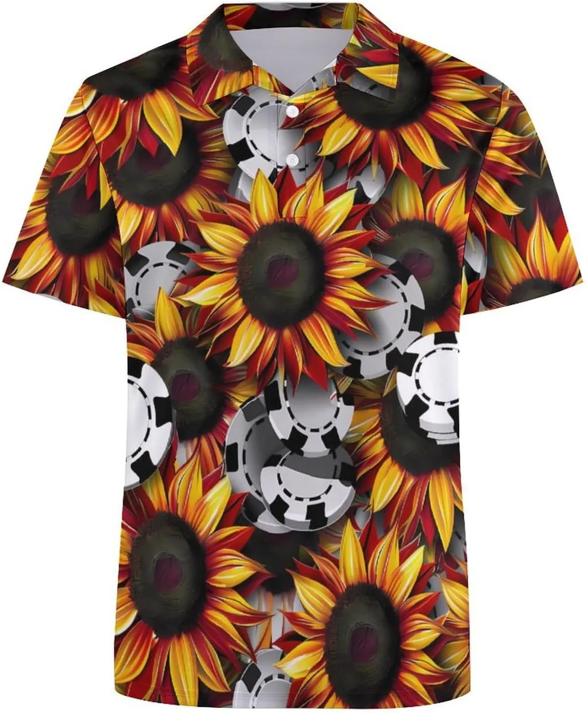 Sunflower WSOP Poker Mens Polo Shirts Quick Dry Short Sleeve Golf Slim Fit T Shirt