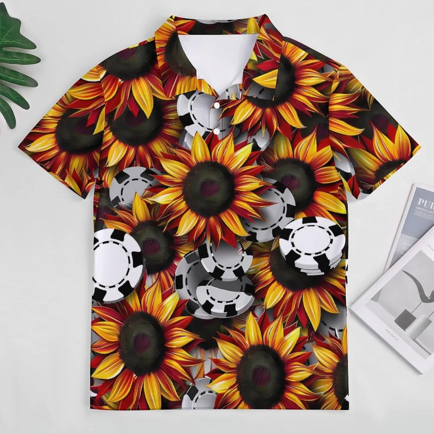 Sunflower WSOP Poker Mens Polo Shirts Quick Dry Short Sleeve Golf Slim Fit T Shirt