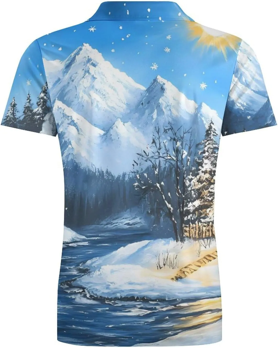 Sunny Cabin Under The Snow Classic Polo Shirts for Men Quick Dry Short Sleeve Fit Golf Tees Casual Tops