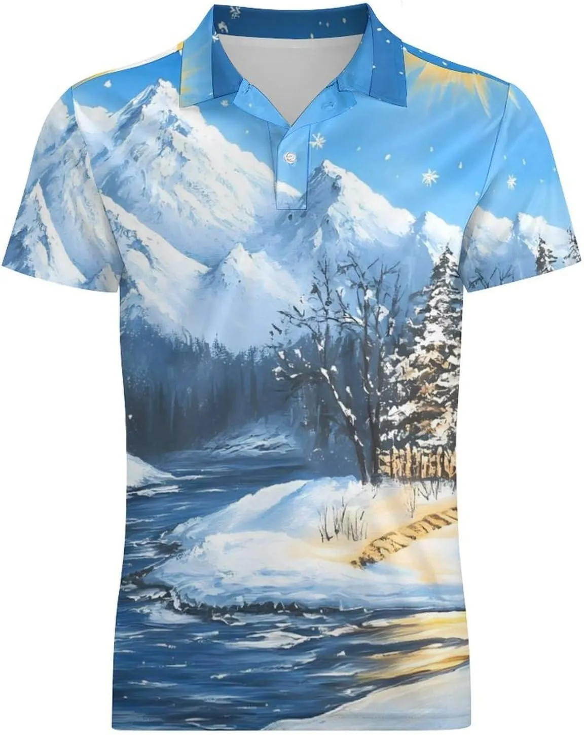 Sunny Cabin Under The Snow Classic Polo Shirts for Men Quick Dry Short Sleeve Fit Golf Tees Casual Tops