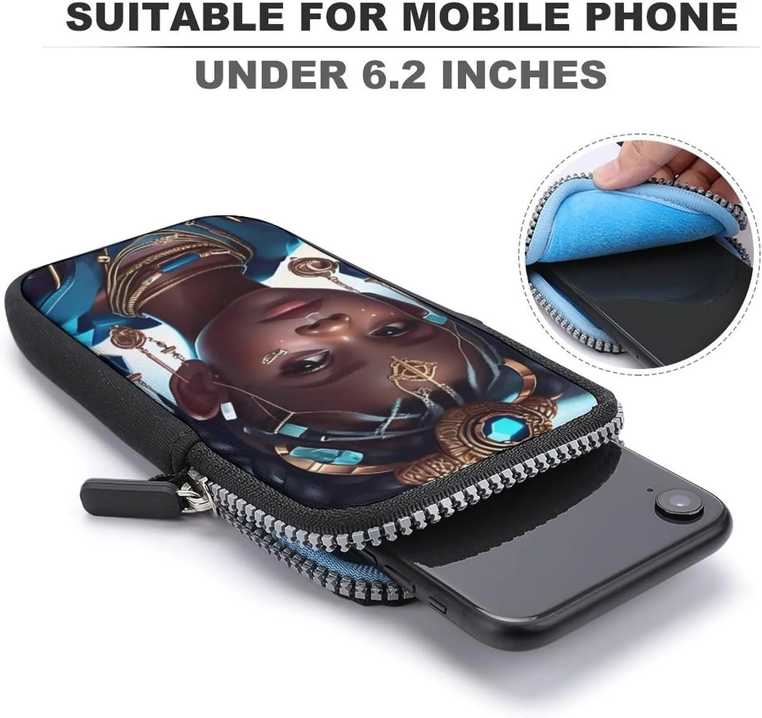 Supdreamc Passport, Credit Card Casual Cell Phone Neck Travel Wallet - Anti-Theft Waterproof Multifunctional Document Organizer Afro Women African American Black Girl Art Wristlet Convertible Bag