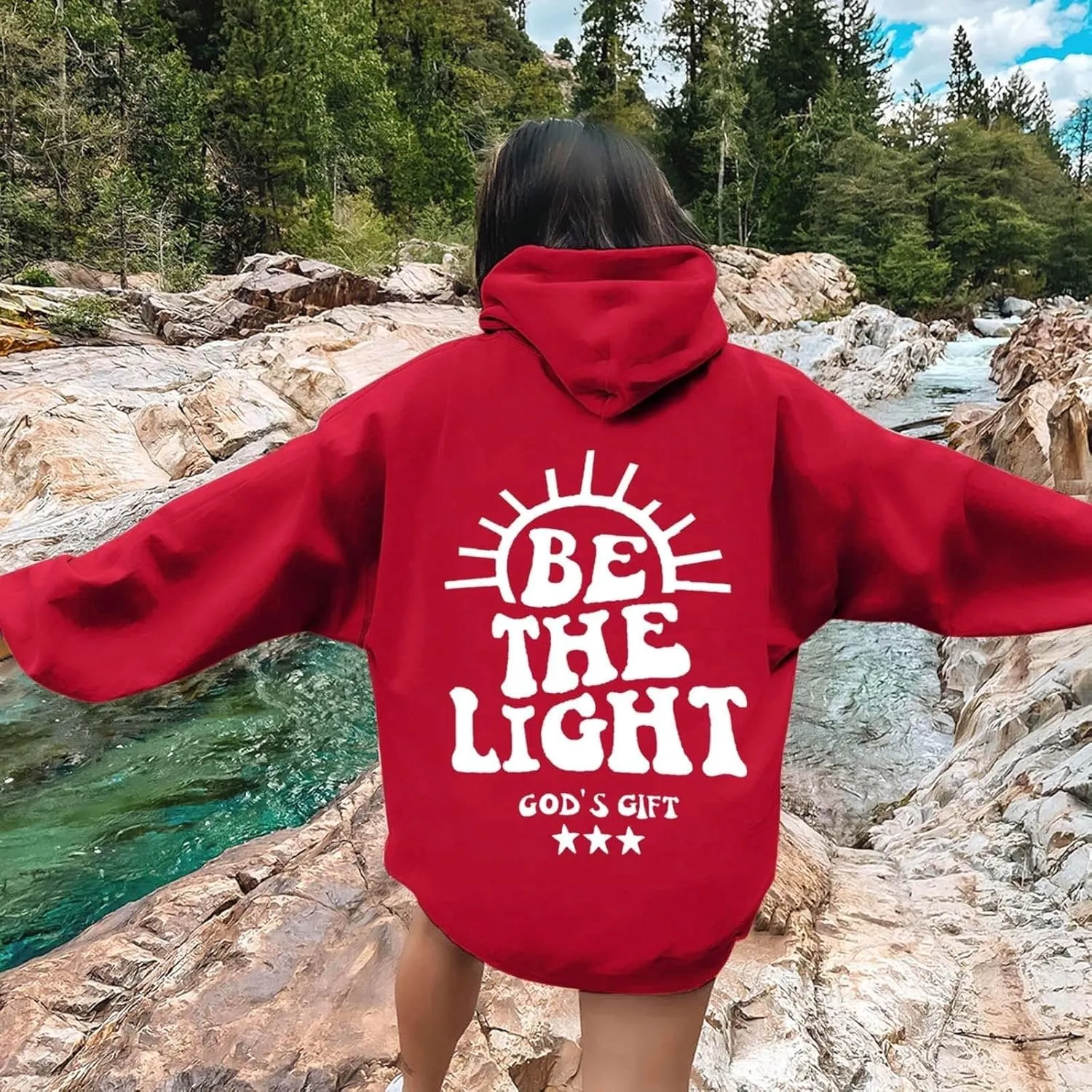 Sweatshirts For Teen Girls Casual Long Sleeve Drawstring Letter Printed O Neck Pullover Tops
