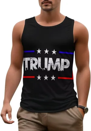 Tank Tops Trump Beach Summer Sleeveless Shirts Vacation Tanks Gym Tank T-Shirts Top for Men