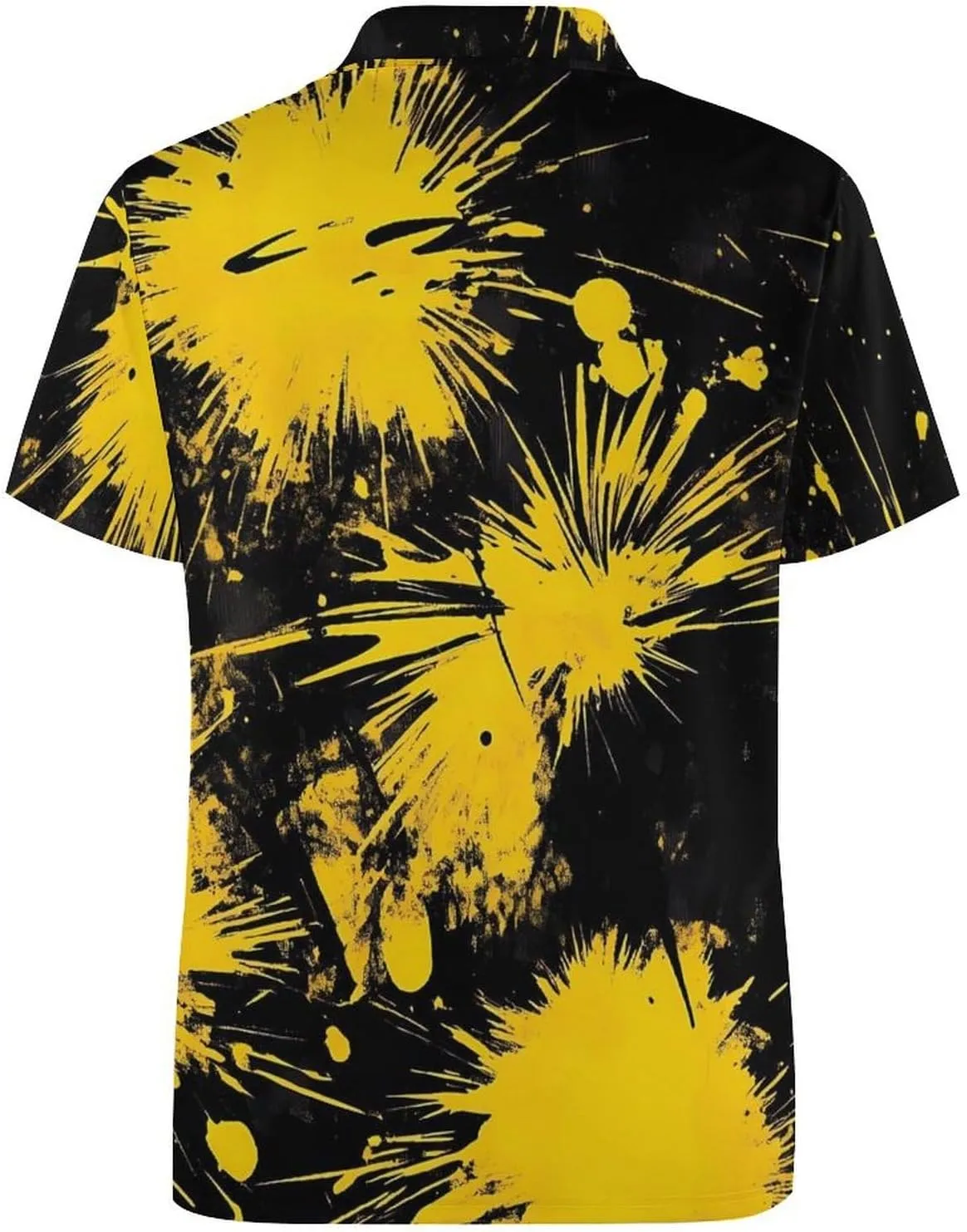 Tie Dye Fireworks Yellow Splash Mens Polo Shirts Quick Dry Short Sleeve T-shirts Slim Tennis Collared Tees Tops