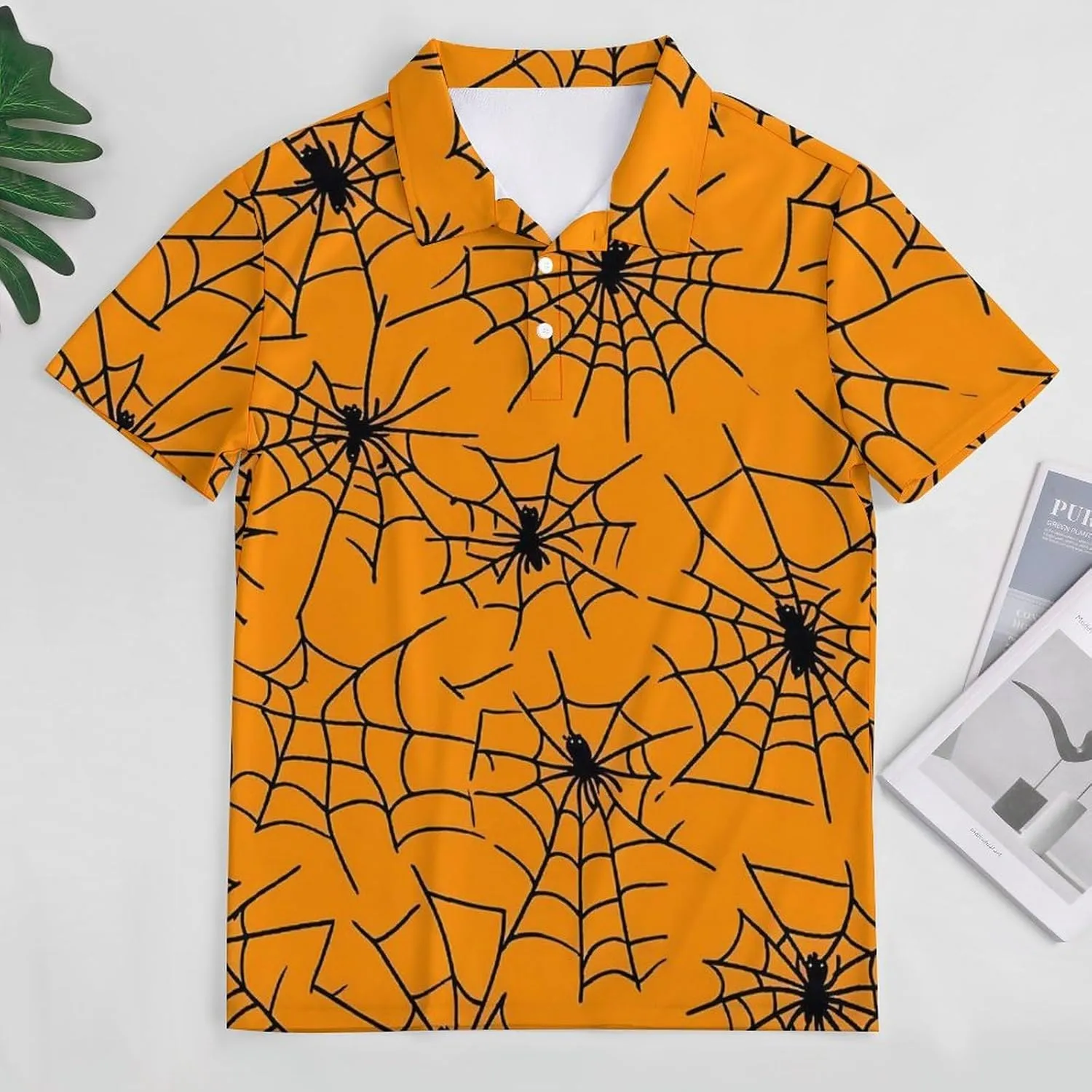 Tiny Black Spider Webs Mens Polo Shirts Quick Dry Short Sleeve T-shirts Slim Tennis Collared Tees Tops
