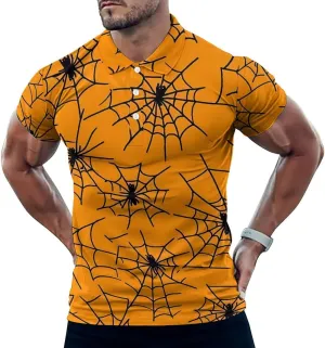 Tiny Black Spider Webs Mens Polo Shirts Quick Dry Short Sleeve T-shirts Slim Tennis Collared Tees Tops