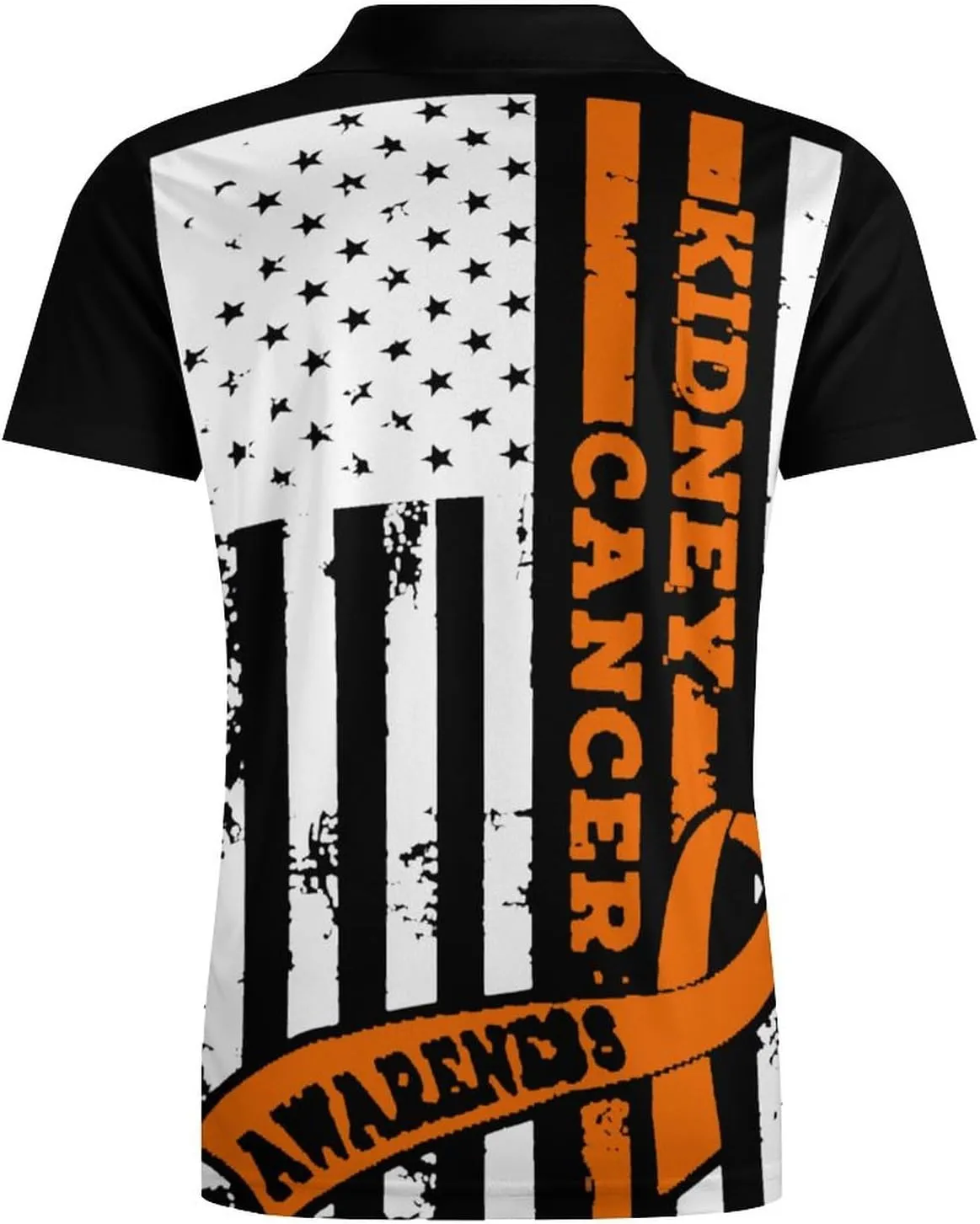 USA Flag Kidney Cancer Awareness Classic Polo Shirts for Men Quick Dry Short Sleeve Fit Golf Tees Casual Tops