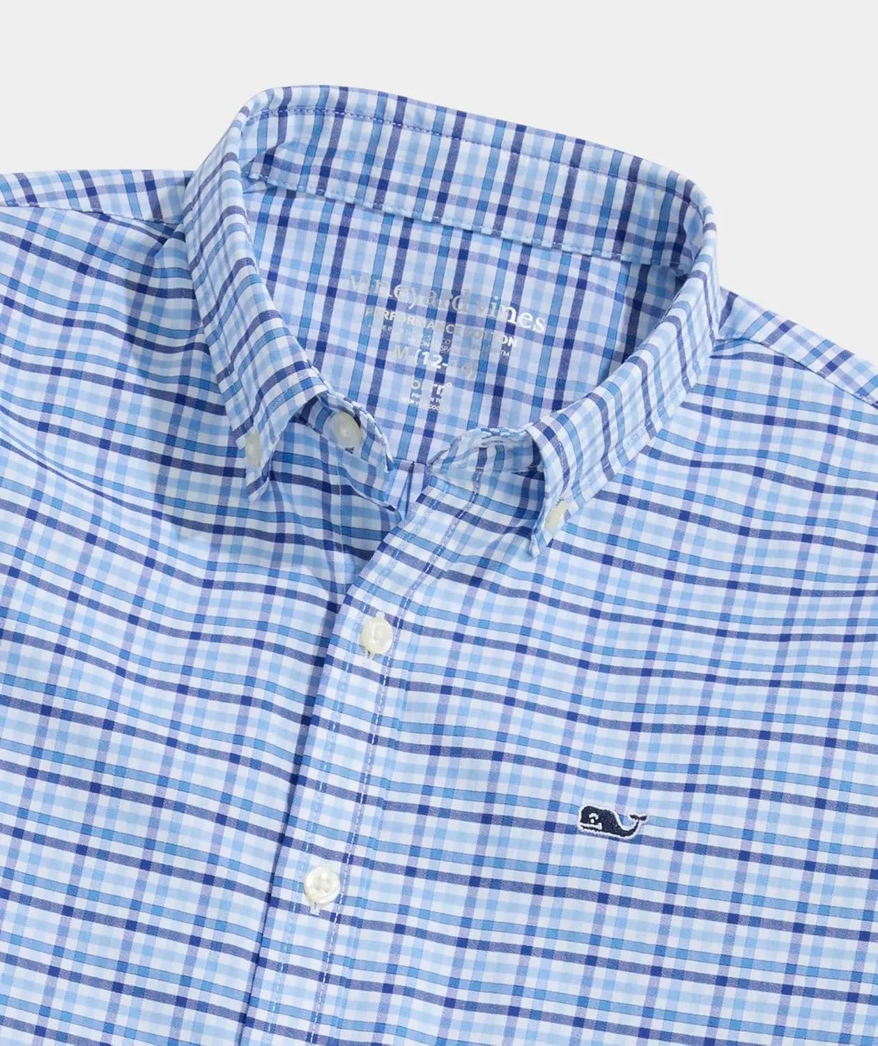 vineyard vines Boys Moorings Tattersall Performance Cotton Shirt