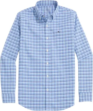 vineyard vines Boys Moorings Tattersall Performance Cotton Shirt