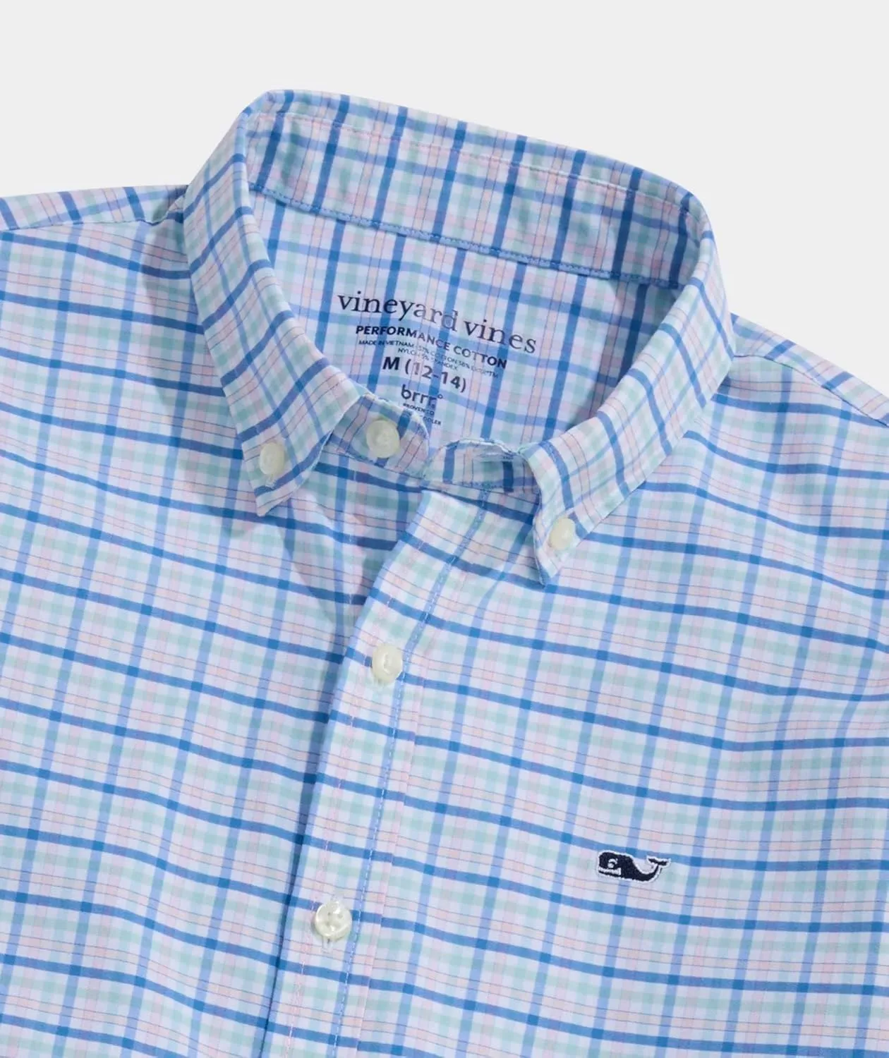 vineyard vines Boys Moorings Tattersall Performance Cotton Shirt