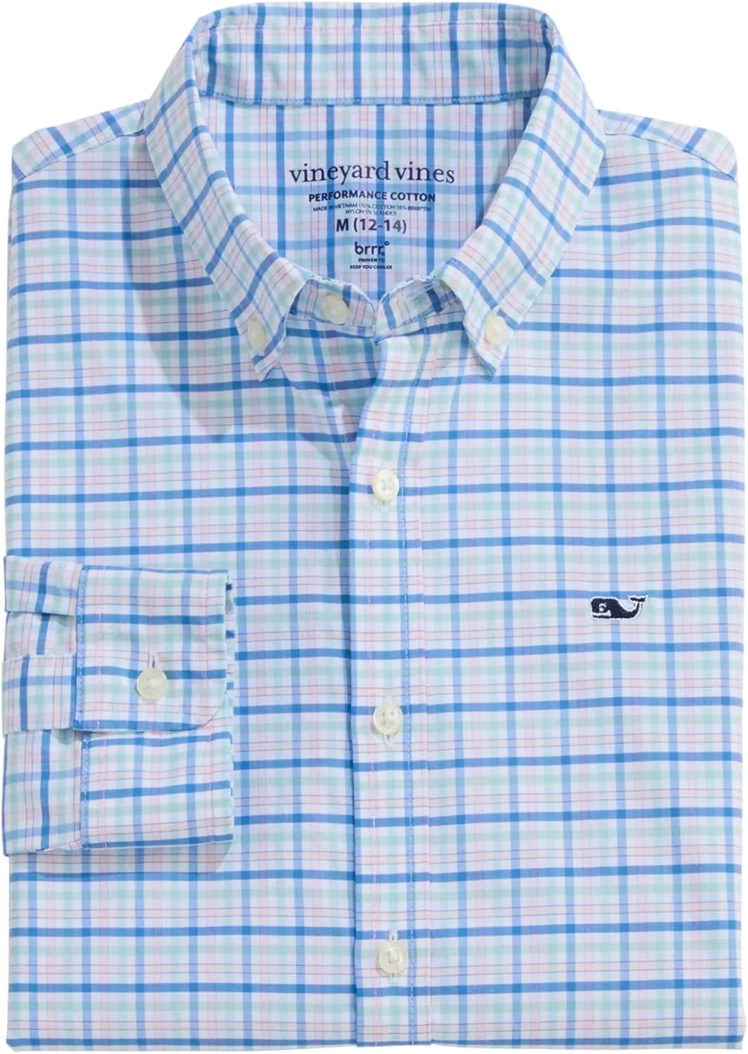 vineyard vines Boys Moorings Tattersall Performance Cotton Shirt