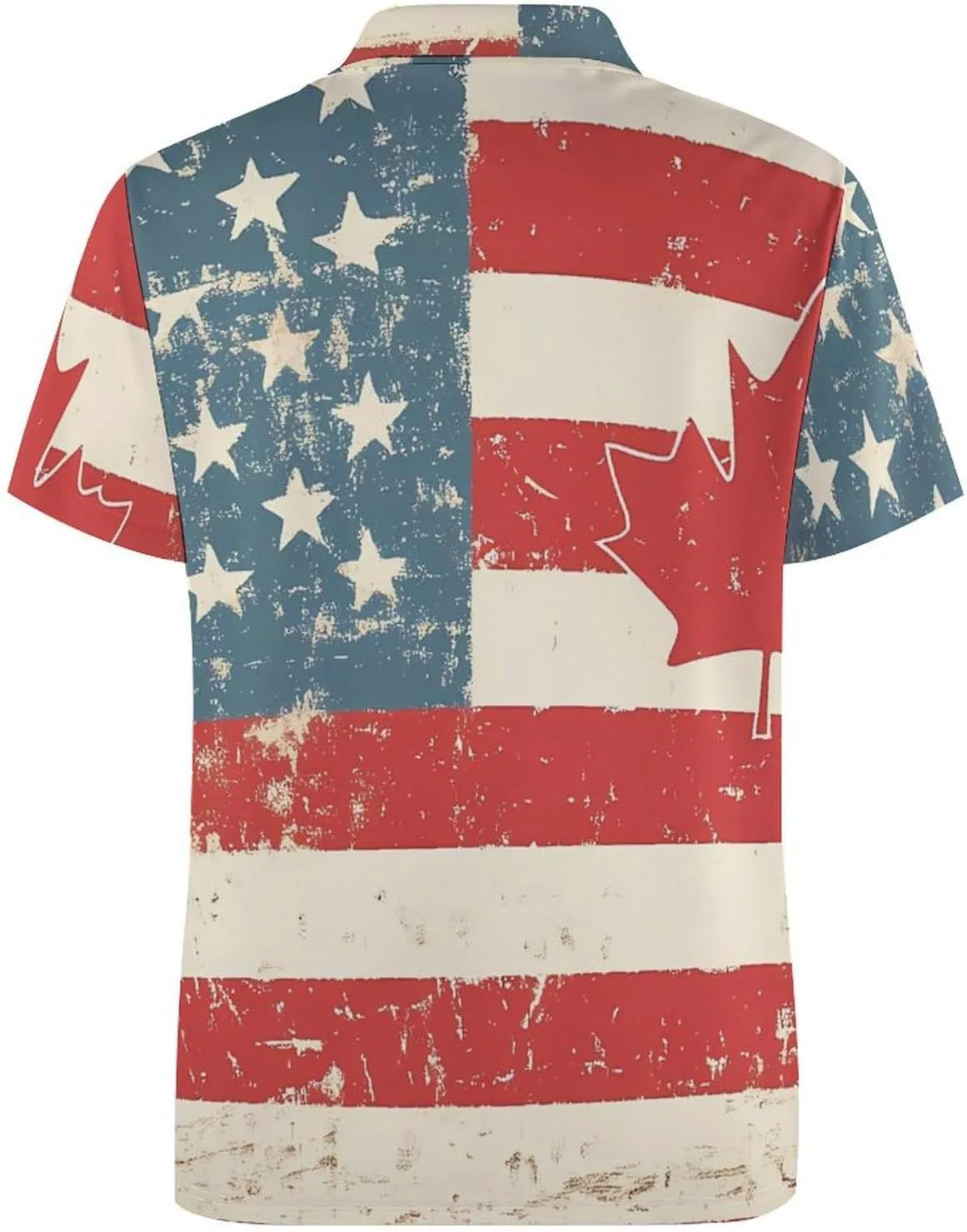 Vintage United States And Canada Flag Mens Polo Shirts Quick Dry Short Sleeve T-shirts Slim Tennis Collared Tees Tops
