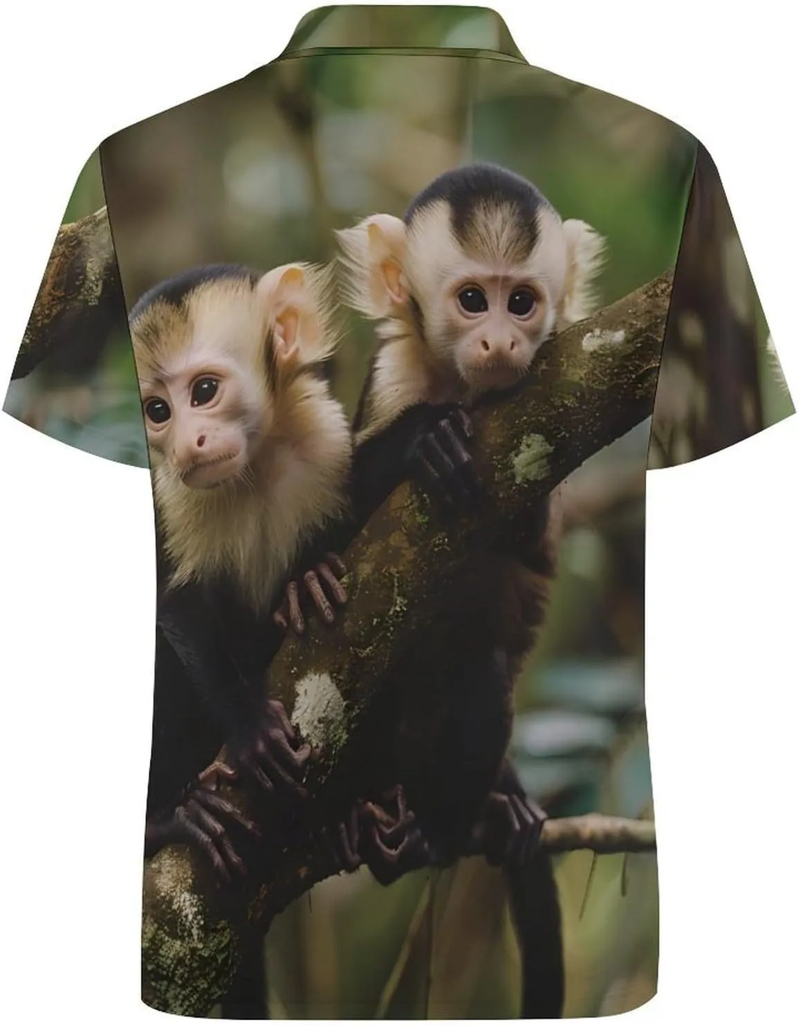 White Faced Capuchin Monkeys Mens Polo Shirts Quick Dry Short Sleeve T-shirts Slim Tennis Collared Tees Tops