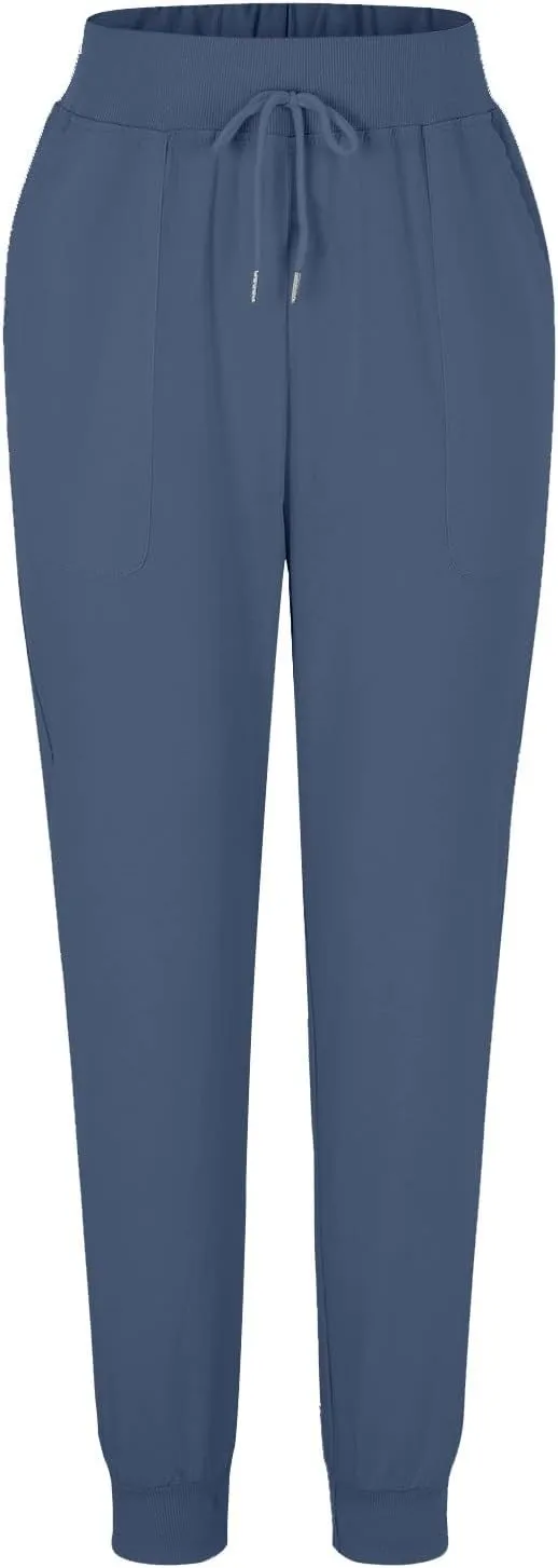Women Cotton Linen Tapered Pants Drawstring Elastic High Waist Trousers Casual Summer Plus Size Joggers with Pockets