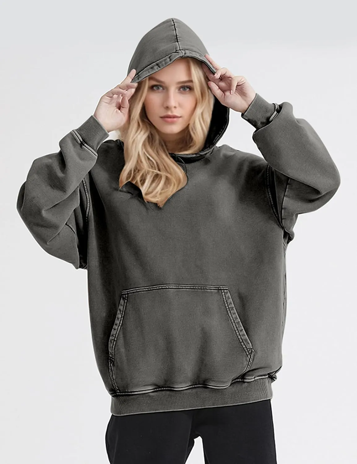Women Mens Oversized Hoodies Pullover Acid Wash Cotton Vintage Hooded Sweatshirt Men Fleece Hoodie Streetwear