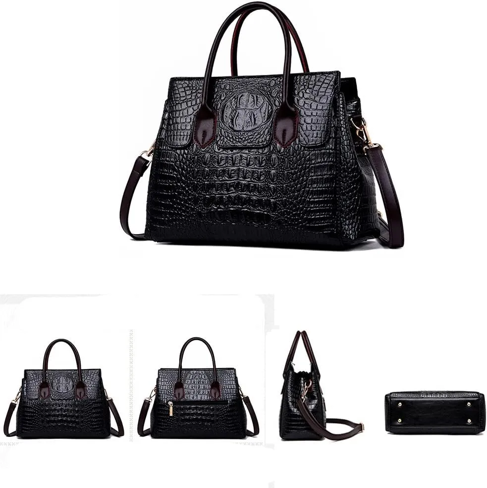 Women Satchel Handbags Top-Handle Bags fuax Leather Embossed Crocodile pattern shoulder bag