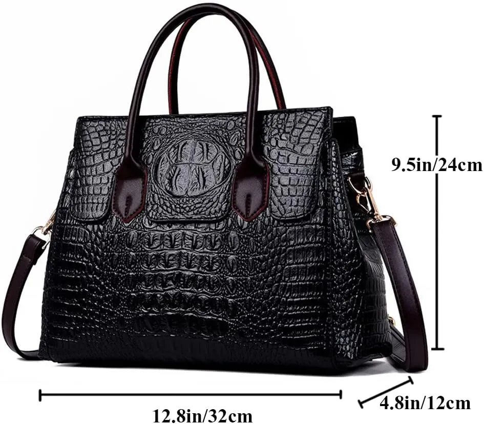 Women Satchel Handbags Top-Handle Bags fuax Leather Embossed Crocodile pattern shoulder bag