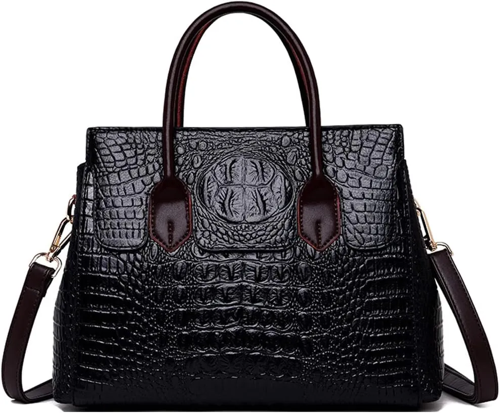 Women Satchel Handbags Top-Handle Bags fuax Leather Embossed Crocodile pattern shoulder bag