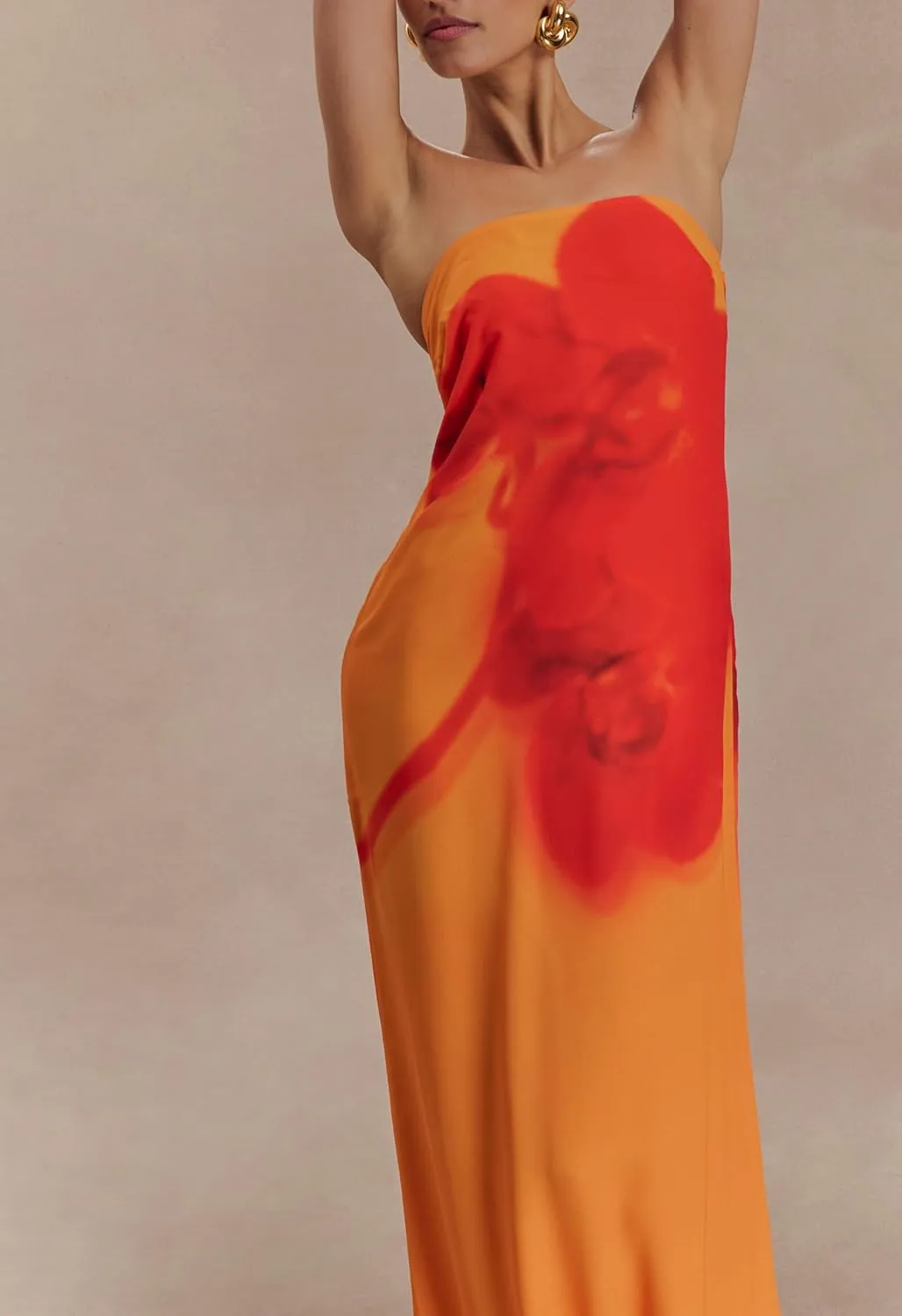 Women Strapless Maxi Dress Boho Floral Print Flowy Long Tube Dress Off Shoulder Loose Beach Sundress