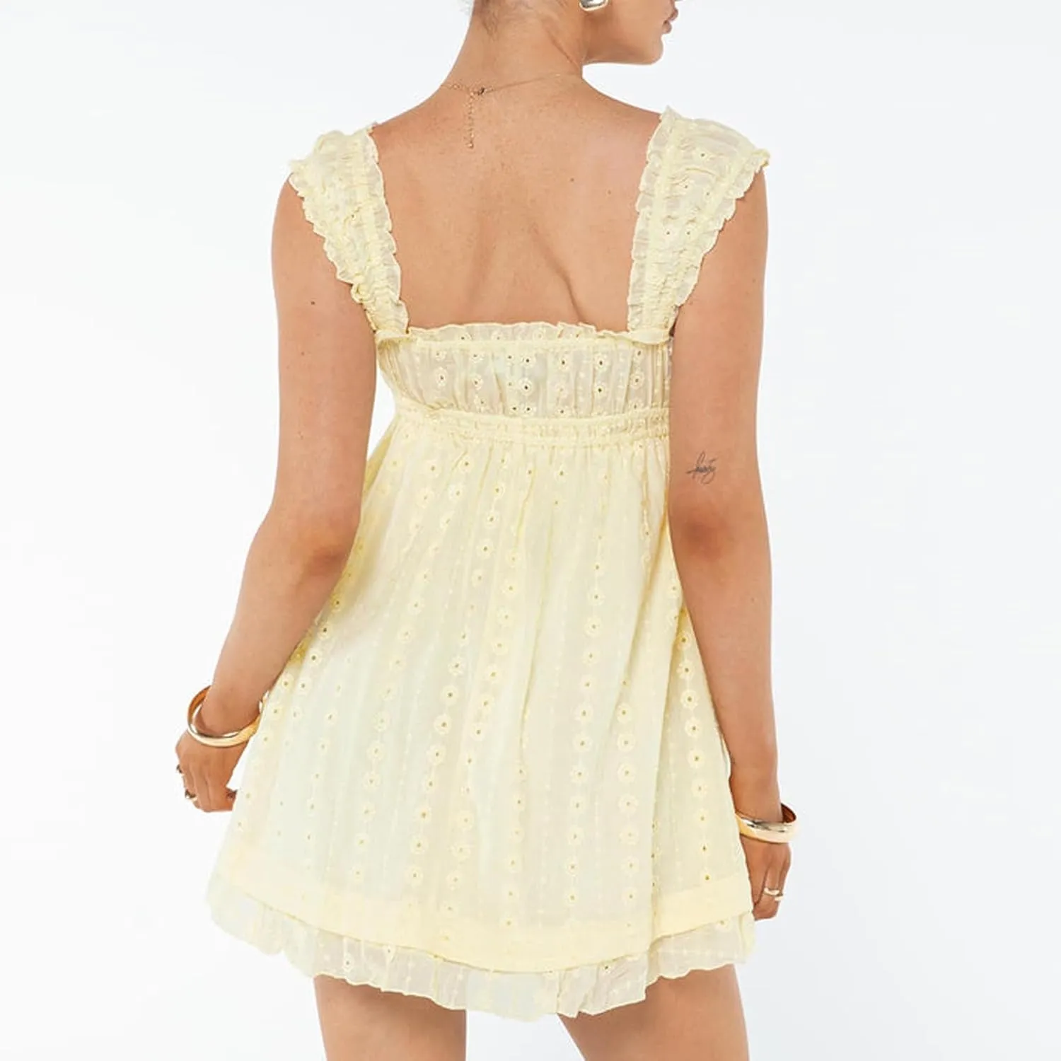 Women Summer Square Neck Sleeveless A Line Mini Sundress Backless Y2k Floral Short Dress Party Beach Dresses