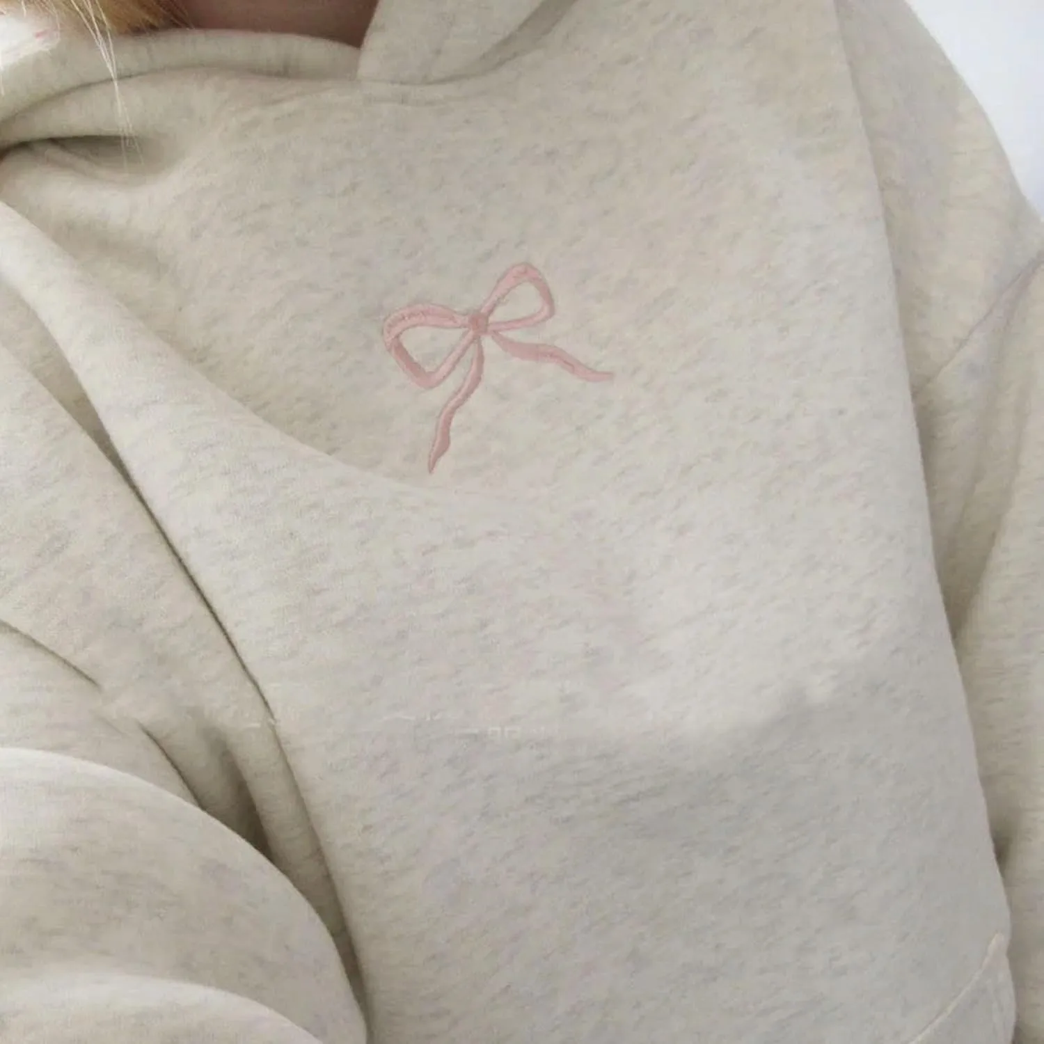 Women Teen Girls Cute Bow Graphic Hoodies Y2k Oversized Long Sleeve Hooded Sweatshirt Aesthetic Pullover Streetwear