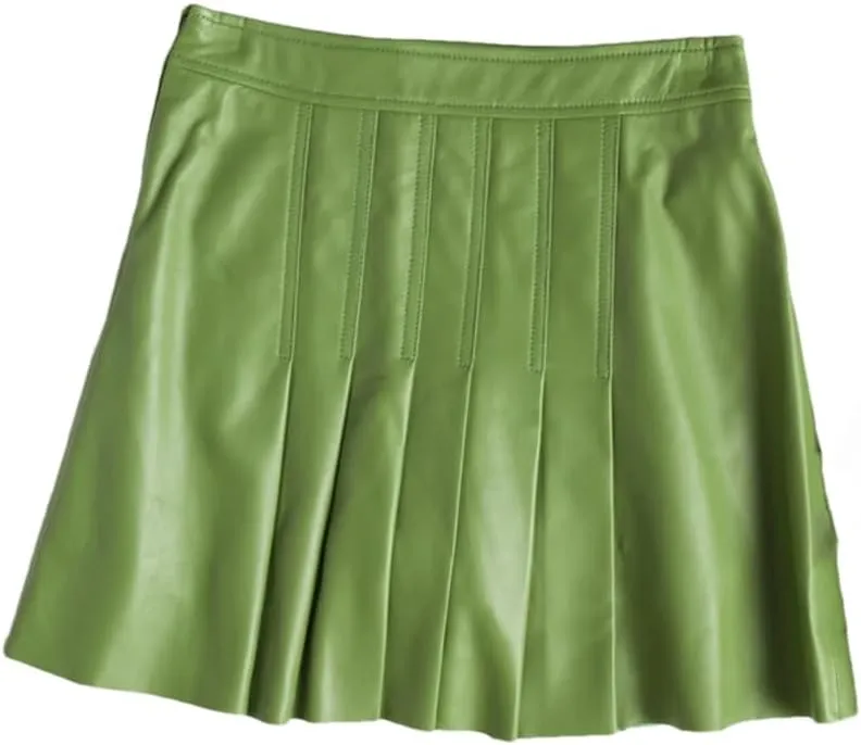 Women Winter All-Match Leather Mini Skirt Ladies Sexy Pleated Skirt Slim Skirt