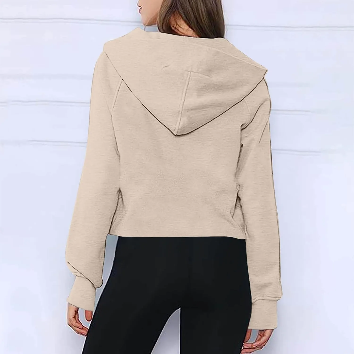 Womens Fall Fashion 2023 Long Sleeve Sweatshirts Cropped Pullover Fleece Quarter Zipper Hoodies Fall Outfits Clothes