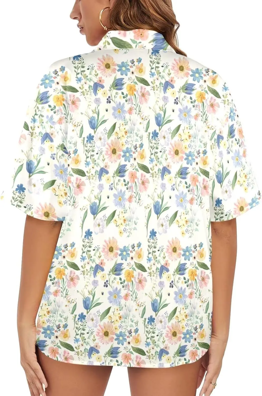 Womens Hawaiian Shirt Button Down Beach Shirts for Women Fashion Summer Tropical T-Shirts Casual Clothes
