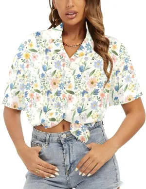Womens Hawaiian Shirt Button Down Beach Shirts for Women Fashion Summer Tropical T-Shirts Casual Clothes