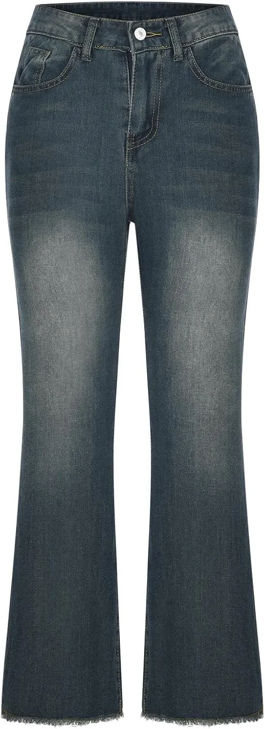Womens Jeans High Waist Baggy Wide Leg Denim Pants Zipper Pocket Straight Jeans Trousers Casual Loose Fit Jeans Pants