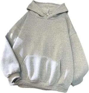 Women's Oversized Hooded Sweatshirt Long Sleeve Casual Solid Color Street Pullover Hoodie