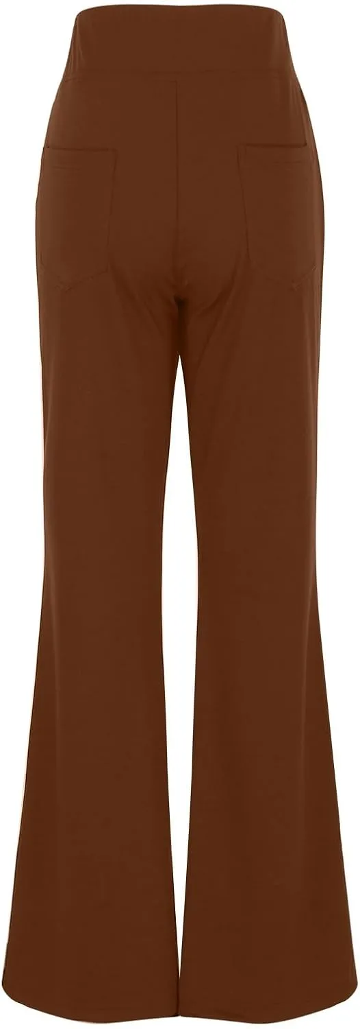 Womens Pants Business Work Dress Pants Casual Slacks High Waist Stretchy Trousers Pull On Office Pants with Pockets