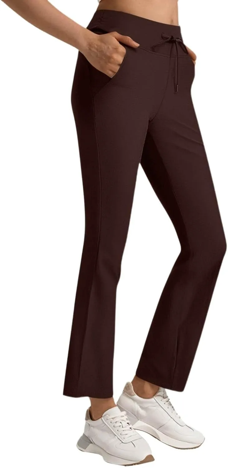 Women's Pants for Work High Waist Dress Pants Business Casual Stretch Wide Leg Flare Yoga Trousers with Pockets