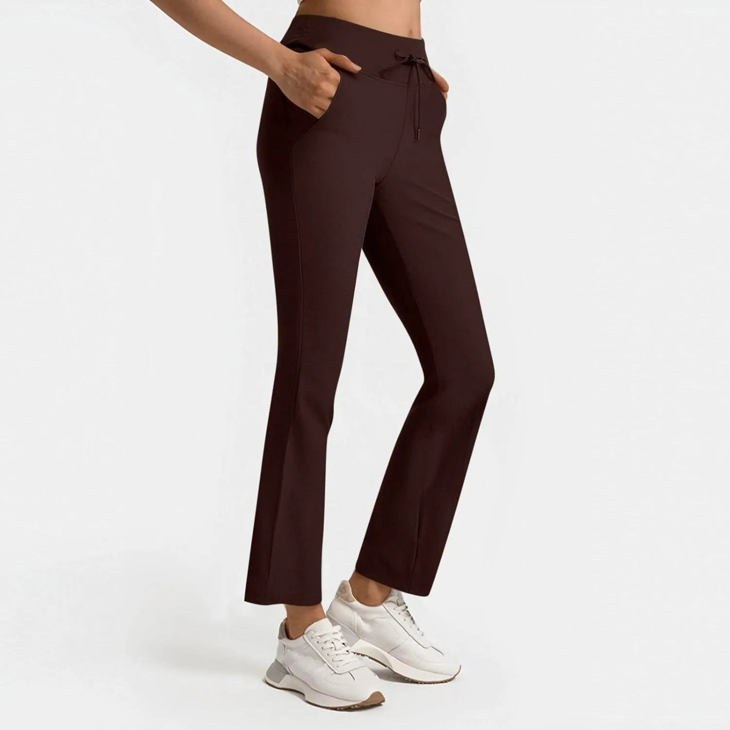 Women's Pants for Work High Waist Dress Pants Business Casual Stretch Wide Leg Flare Yoga Trousers with Pockets