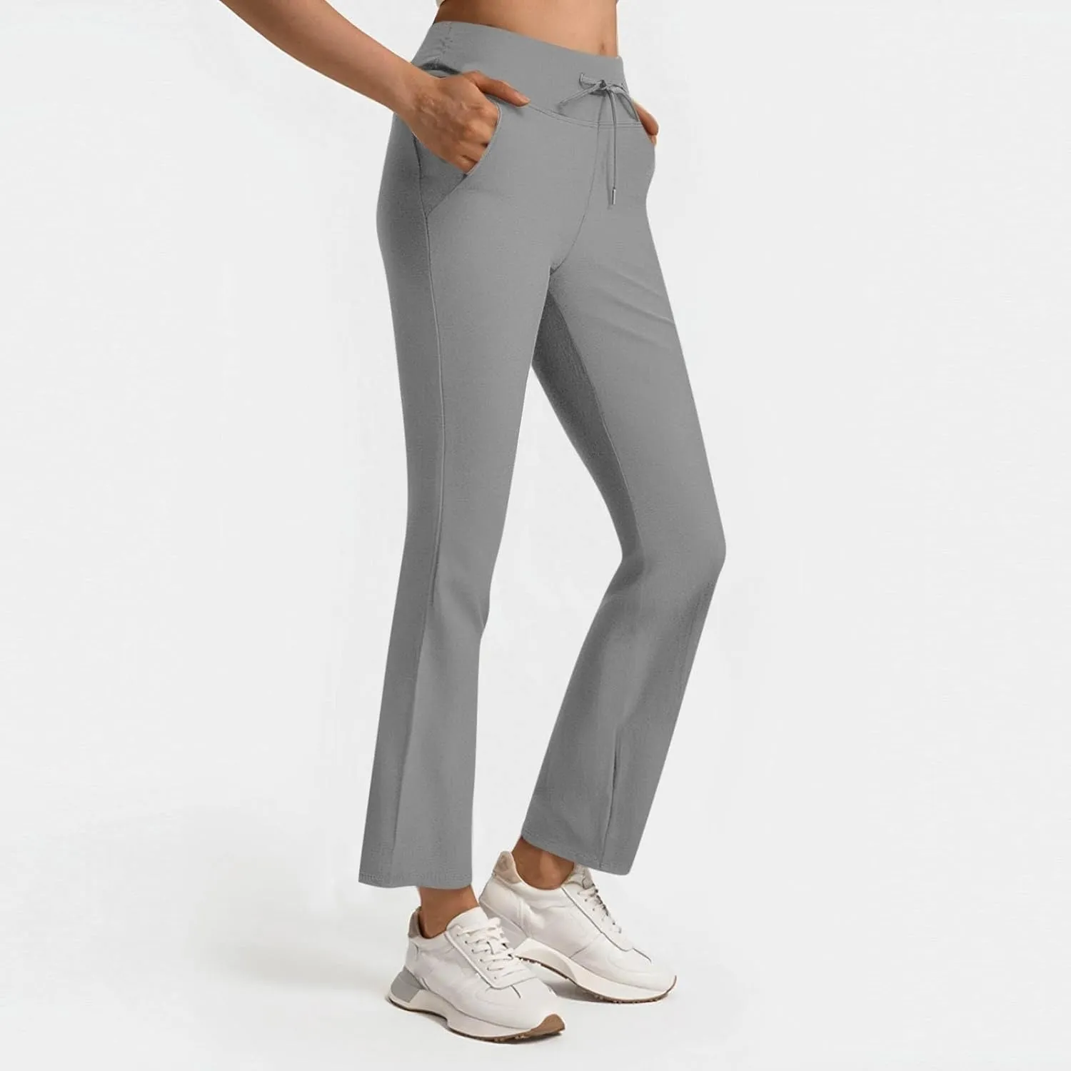 Women's Pants for Work High Waist Dress Pants Business Casual Stretch Wide Leg Flare Yoga Trousers with Pockets