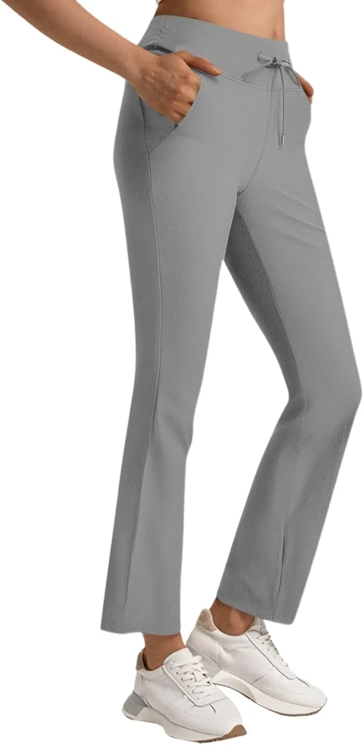 Women's Pants for Work High Waist Dress Pants Business Casual Stretch Wide Leg Flare Yoga Trousers with Pockets