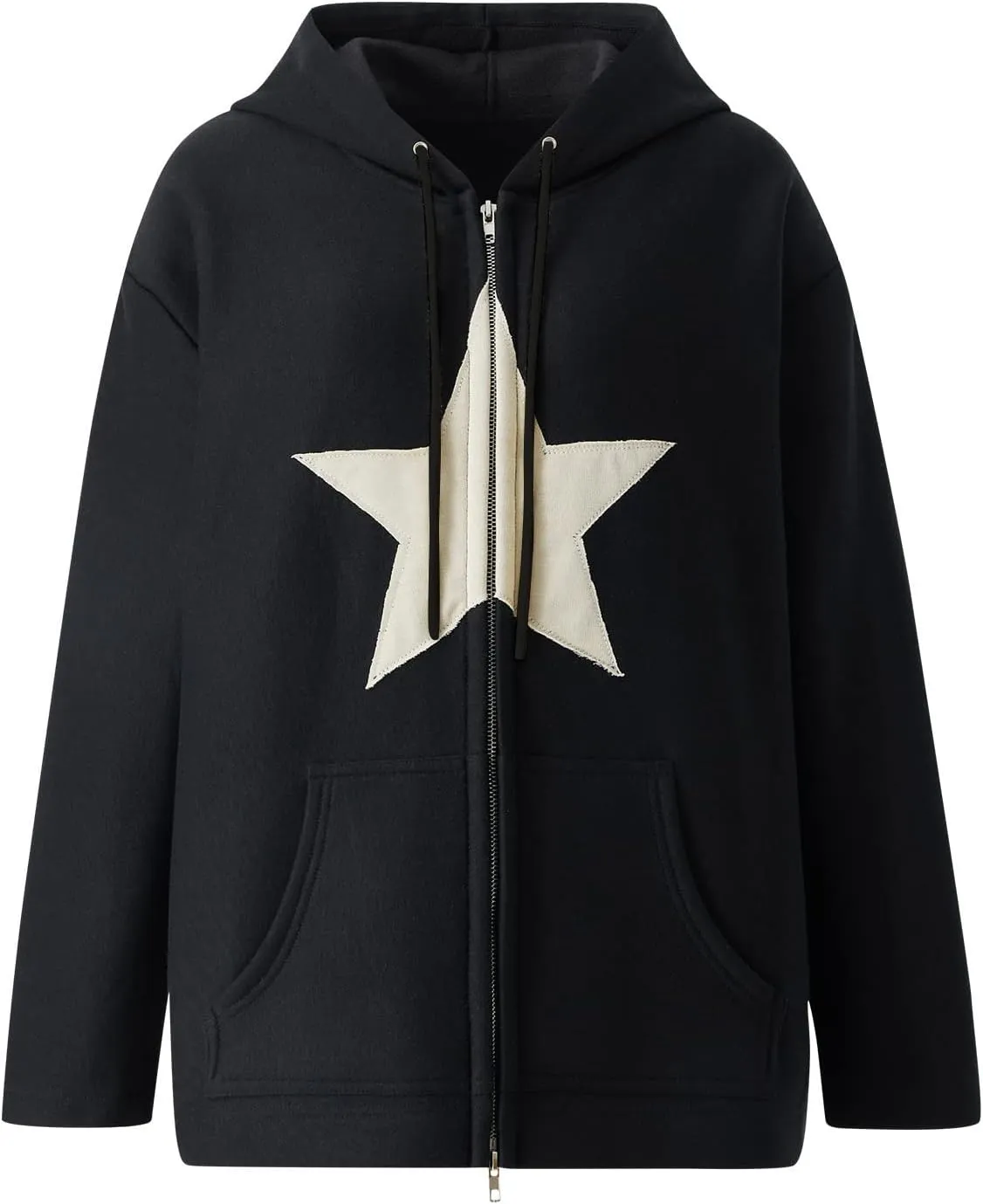 Womens Star Graphic Zip Up Hoodies Y2K Vintage Cute Oversized Hoodies Y2K Jackets Sweatshirt Harajuku Emo Streetwear